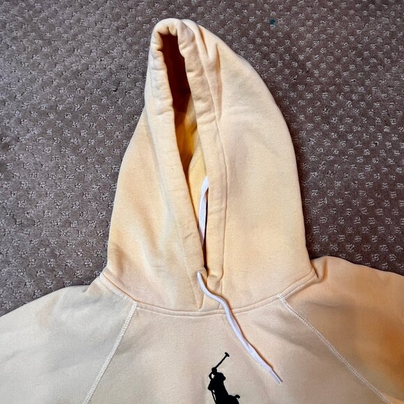 Polo Ralph Lauren Women's Big Pony Fleece Hoodie Yellow Sweatshirt Size M Fitted - Picture 6 of 10